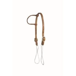 Western Rawhide Sliding Cheek Ear Headstall - Harness Leather