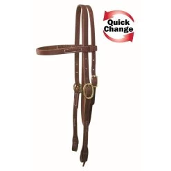 Western Rawhide Quick Change Browband Headstall - Oiled Harness Leather