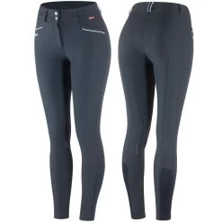 B Vertigo Women's Patricia High Waist Breeches Silicone Knee Patch - Dark Navy/White