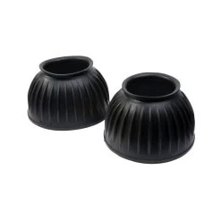 Saxon Ribbed Pull On Bell Boots - Black