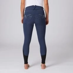 Horze Women's Queenie Silicone Full Seat Riding Breeches W/Crystals - Imperial Dark Blue -Horse Supplies Store 476942 800 800