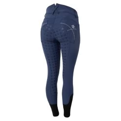 Horze Women's Queenie Silicone Full Seat Riding Breeches W/Crystals - Imperial Dark Blue -Horse Supplies Store 476944 800 800