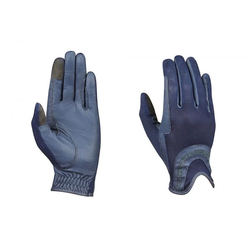 Dublin Pull On Glitter Mesh Back Riding Gloves - Navy 3 Dublin Pull On Glitter Mesh Back Riding Gloves - Navy