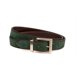 Perri's 2-in-1 Leather Suede Reversible Belt - Havana/Hunter Green