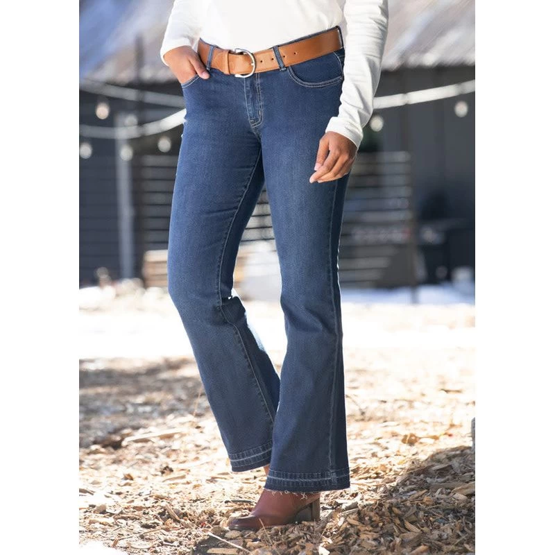 EQL Women's In Motion Bootcut Jean W/Raw Hem - Midnight Wash 10 EQL Women's In Motion Bootcut Jean W/Raw Hem - Midnight Wash - Image 8