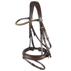 Horze Ergonomic Snaffle Bridle W/Curved Crystal Browband - Brown/Light Brown