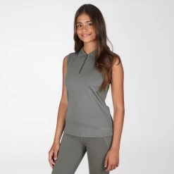 Shires Aubrion Women's Poise Sleeveless Polo - Olive -Horse Supplies Store 618890 800 800