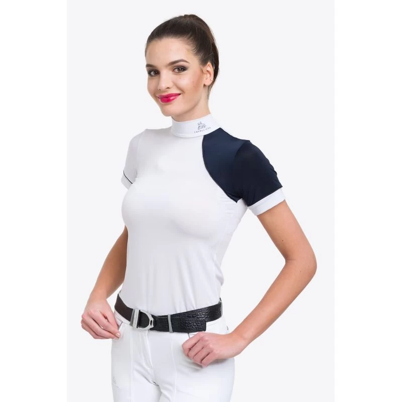 Cavalliera Women's Simply Dame Short Sleeve Show Shirt - White/Navy Blue/Navy Blue 4 Cavalliera Women's Simply Dame Short Sleeve Show Shirt - White/Navy Blue/Navy Blue - Image 2