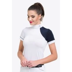 Cavalliera Women's Simply Dame Short Sleeve Show Shirt - White/Navy Blue/Navy Blue 8 Cavalliera Women's Simply Dame Short Sleeve Show Shirt - White/Navy Blue/Navy Blue -Horse Supplies Store 644323 800 800