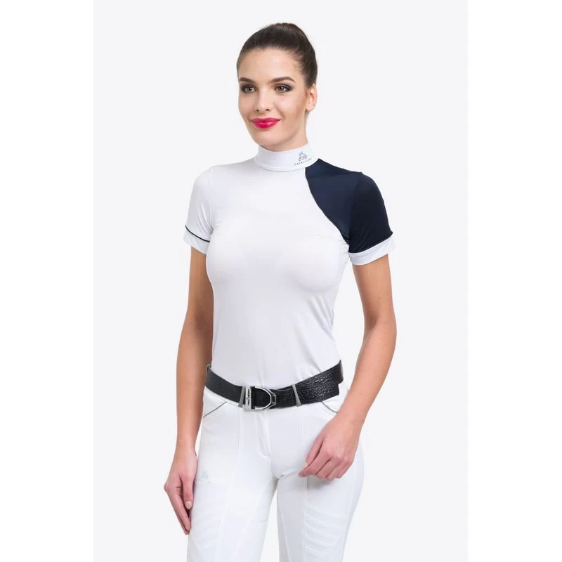 Cavalliera Women's Simply Dame Short Sleeve Show Shirt - White/Navy Blue/Navy Blue 6 Cavalliera Women's Simply Dame Short Sleeve Show Shirt - White/Navy Blue/Navy Blue - Image 4