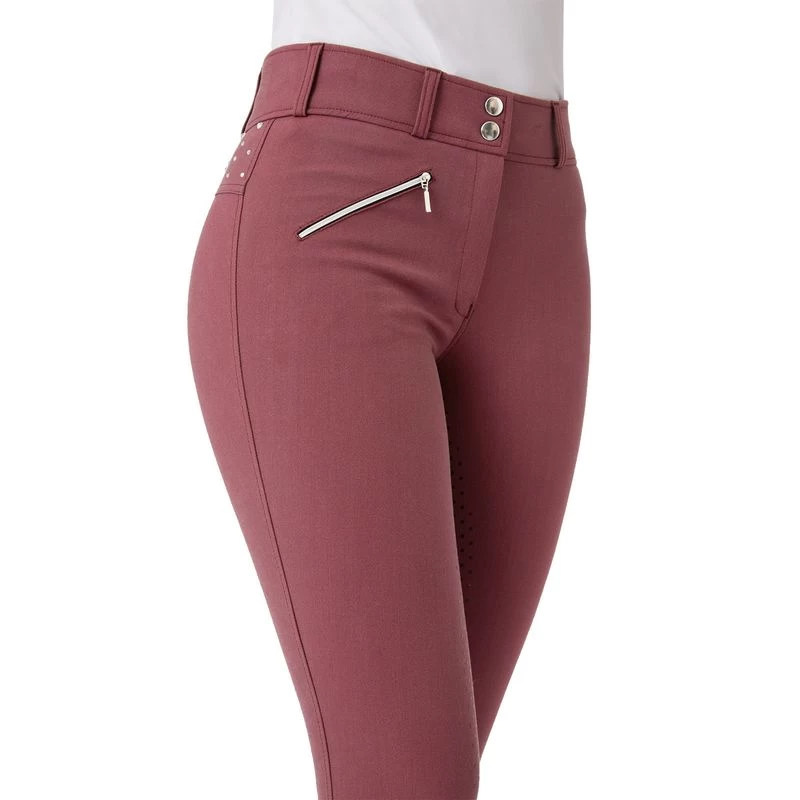 Horze Women's High Waist Full Seat Breeches W/Crystals - Huckkleberry Purple 4 Horze Women's High Waist Full Seat Breeches W/Crystals - Huckkleberry Purple - Image 2