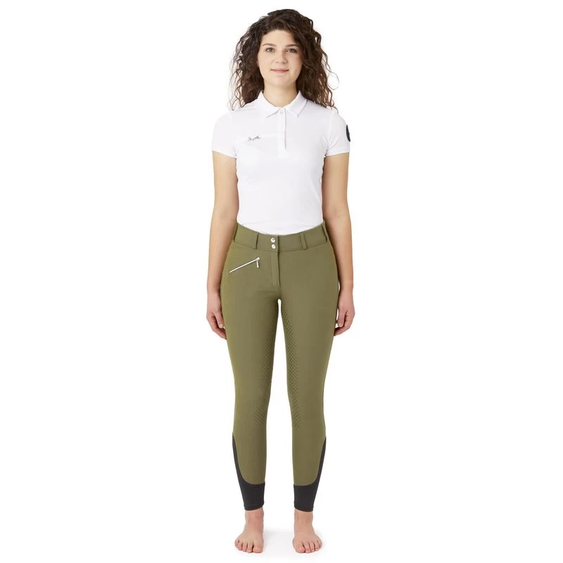 Horze Women's High Waist Full Seat Breeches W/Crystals - Winter Moss Green 5 Horze Women's High Waist Full Seat Breeches W/Crystals - Winter Moss Green - Image 3