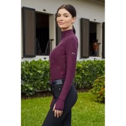 RJ Classics Women's Logan Zip Tech Shirt - Amaranth Heather -Horse Supplies Store 691447 800 800