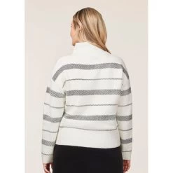 EQL Women's Railway Stripe Sweater - Soft White/Black -Horse Supplies Store 694416 800 800