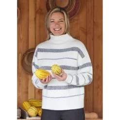 EQL Women's Railway Stripe Sweater - Soft White/Black -Horse Supplies Store 694418 800 800