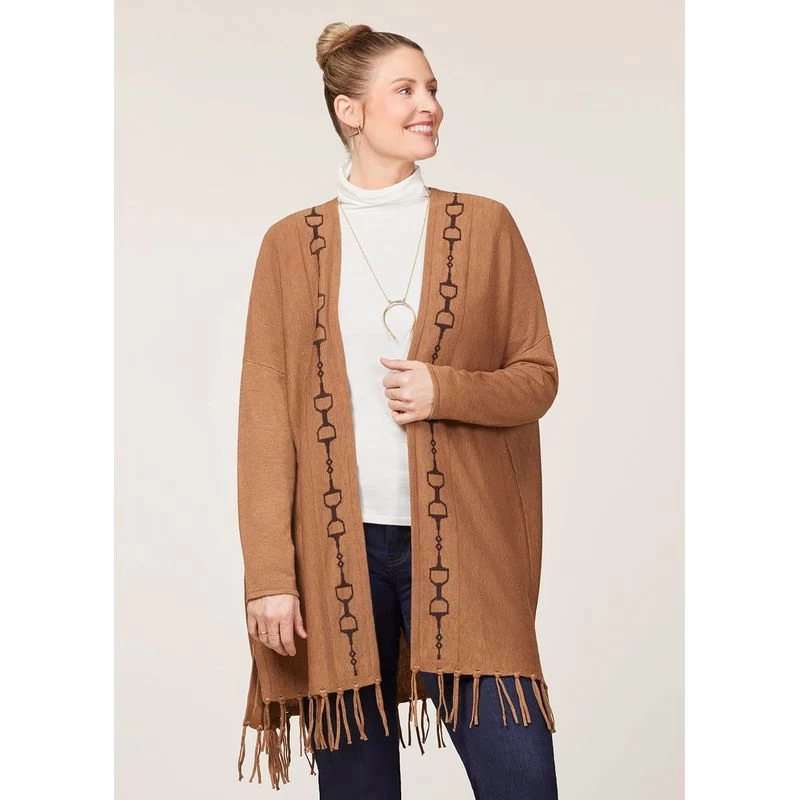 EQL Women's Bits & Fringe Cardigan - Caramel/Java 4 EQL Women's Bits & Fringe Cardigan - Caramel/Java - Image 2