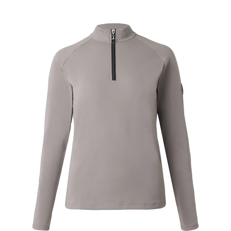 Horze Women's Karla Tech Training Half Zip Shirt - Driftwood Brown 3 Horze Women's Karla Tech Training Half Zip Shirt - Driftwood Brown