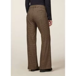 EQL Women's Chelsea Houndstooth Plaid Wide Leg Pants - Camel/Black -Horse Supplies Store 700264 800 800